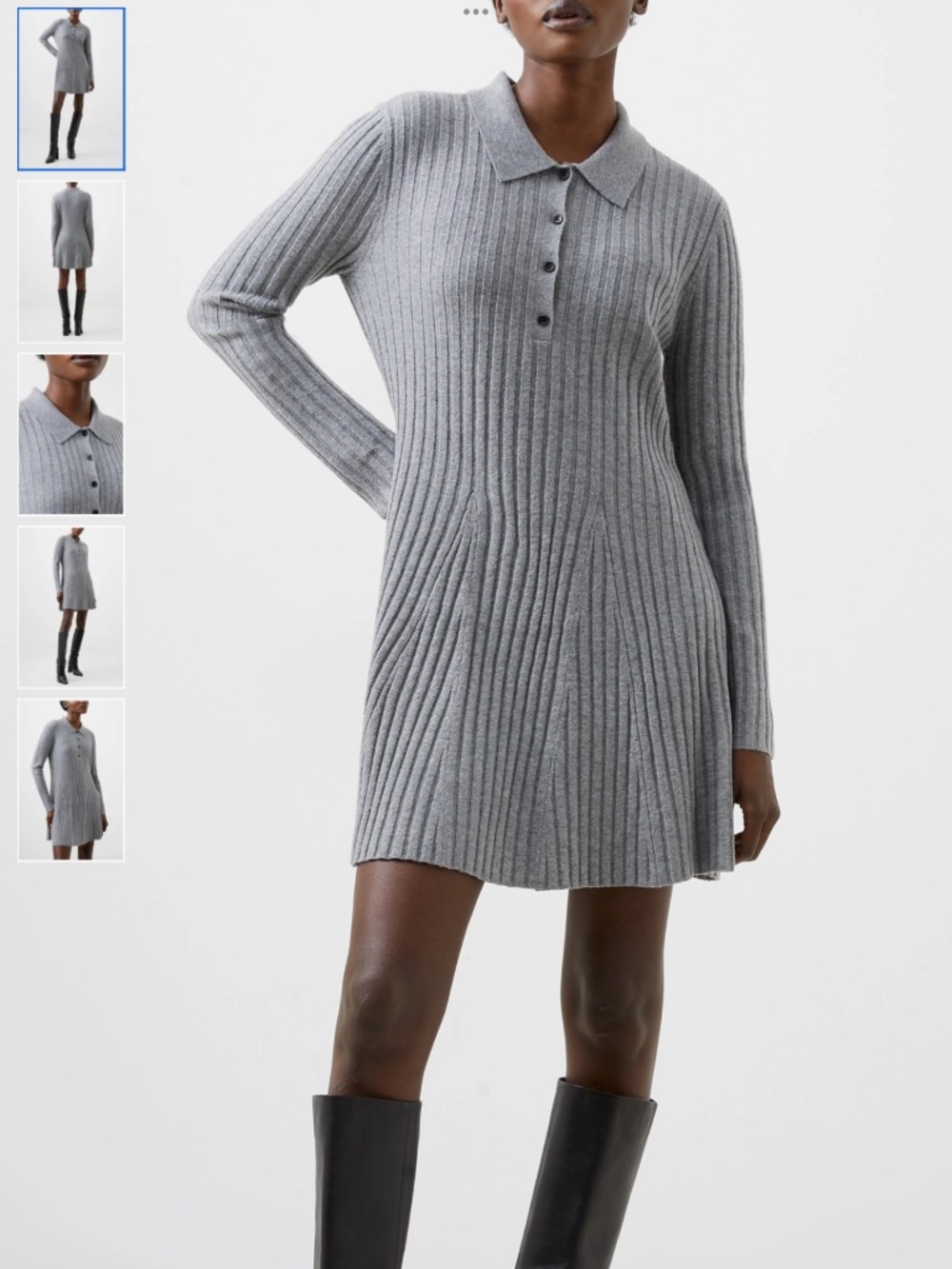 French Connection Vhari Long Sleeve Polo Sweater Minidress